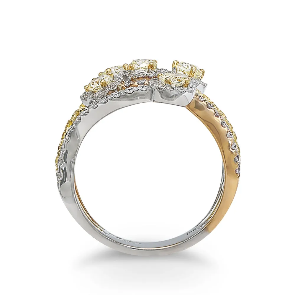 Tricolor Wavy Yellow Diamond Ring