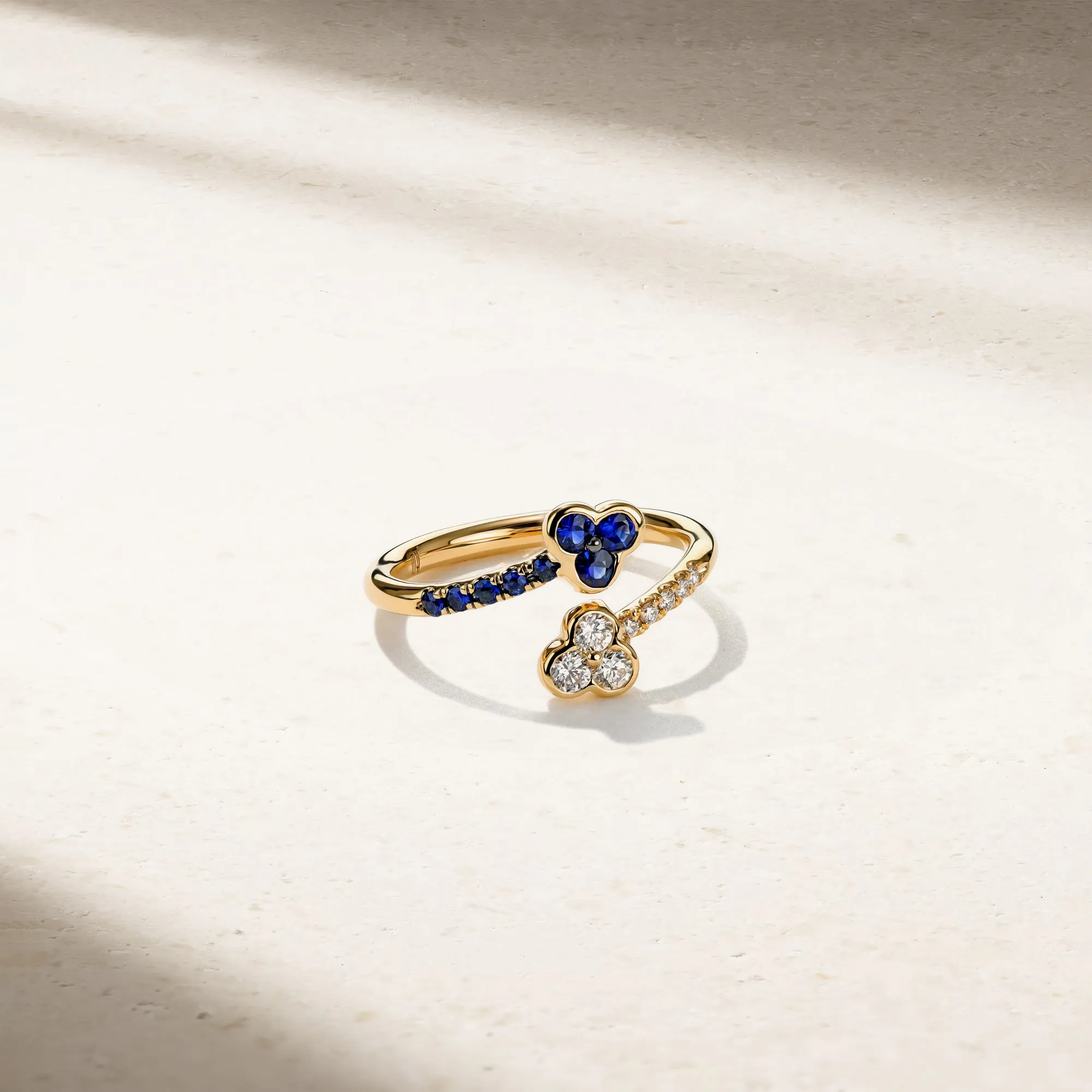 Trinity Sapphire and Diamond Bypass Ring