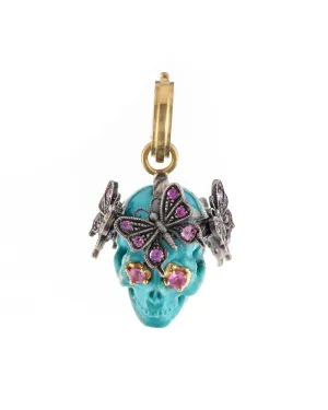 Turquoise and Ruby Kingman Skull