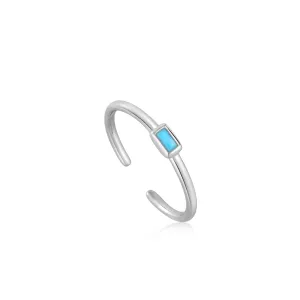 Turquoise Silver Band Adjustable Ring