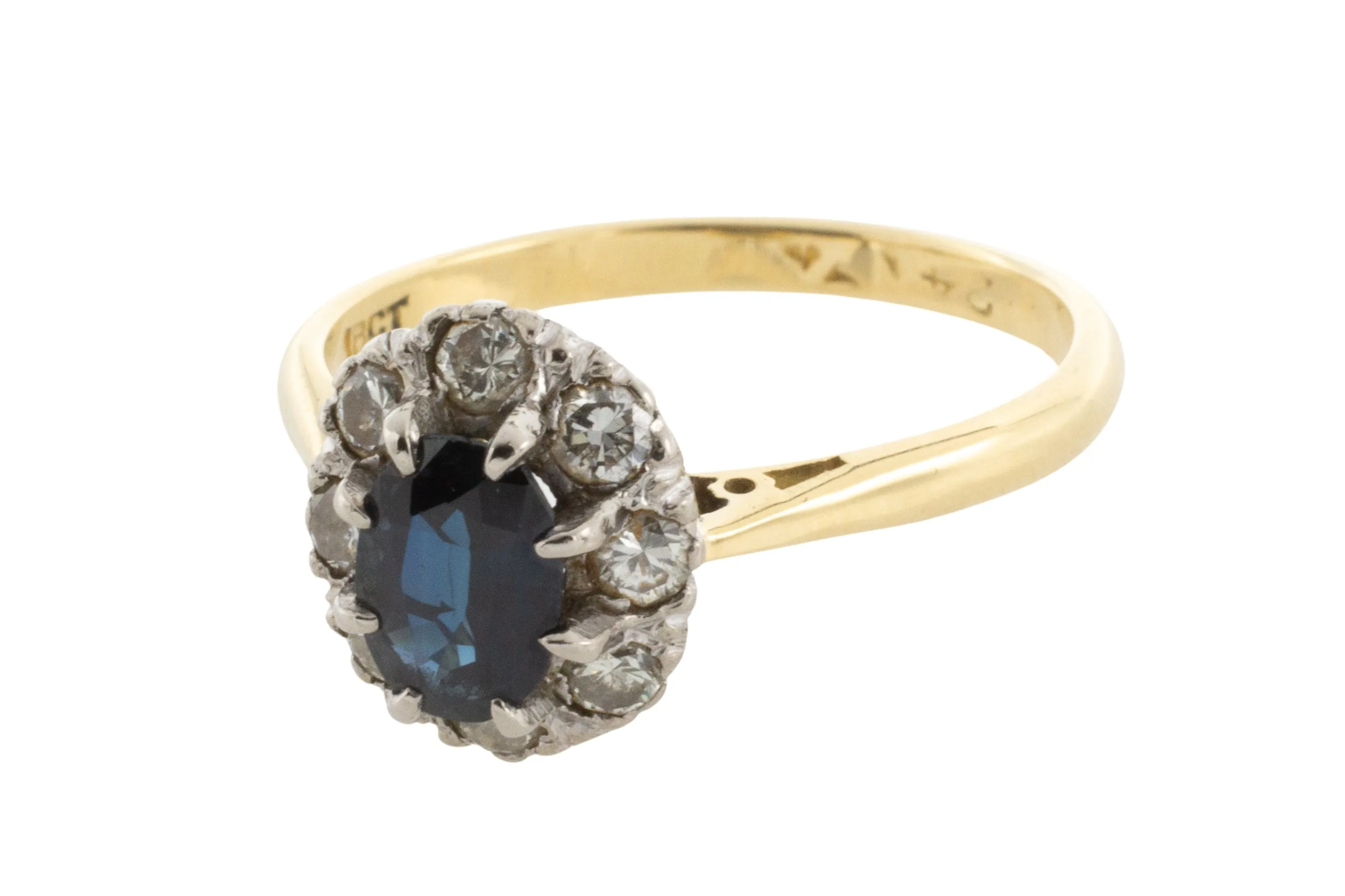 Vintage sapphire and diamond ring in 18 carat gold