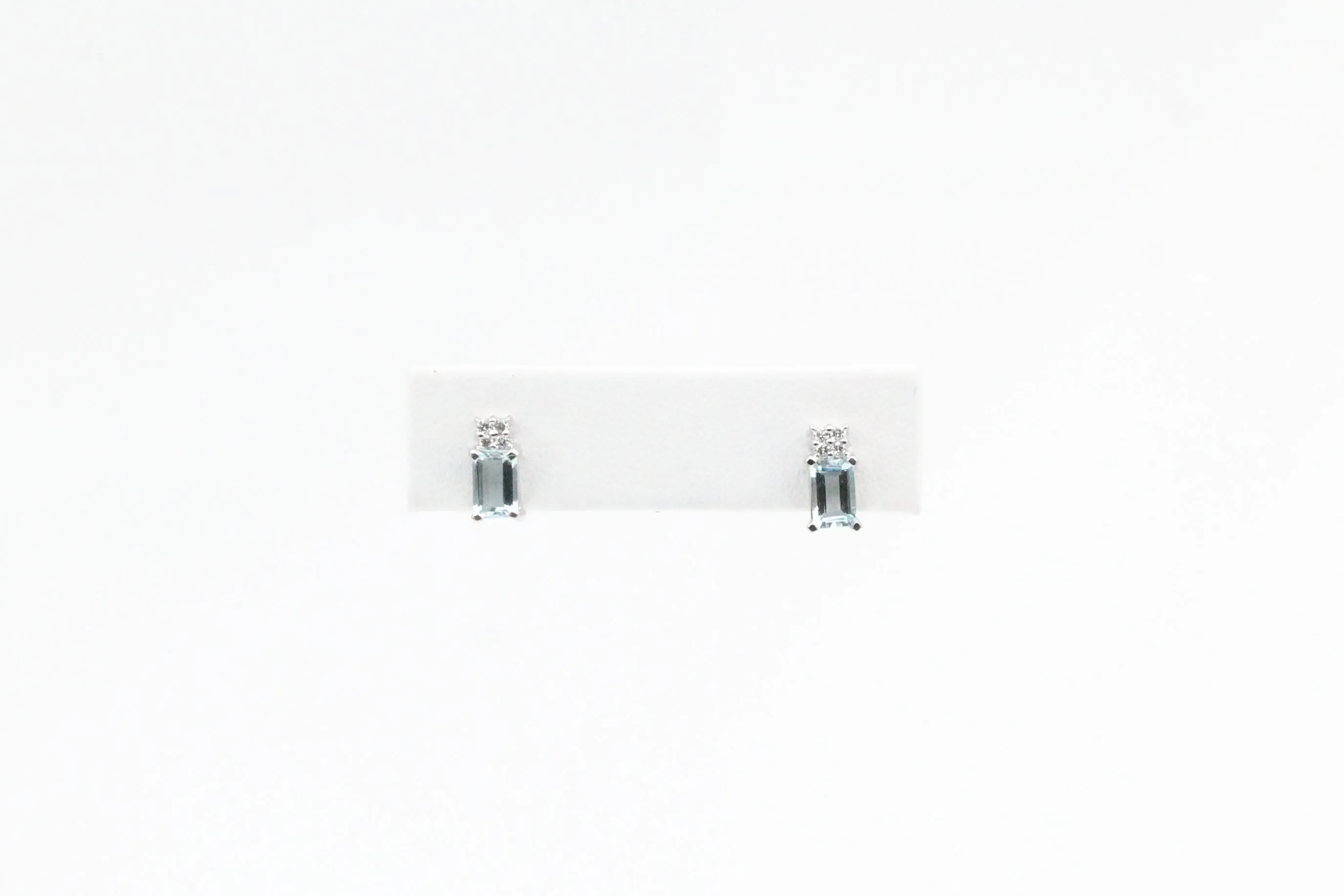 White Gold Aquamarine and Diamond Earrings