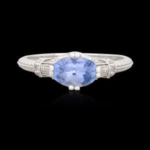 White Gold Ceylon Sapphire & Diamond Ring