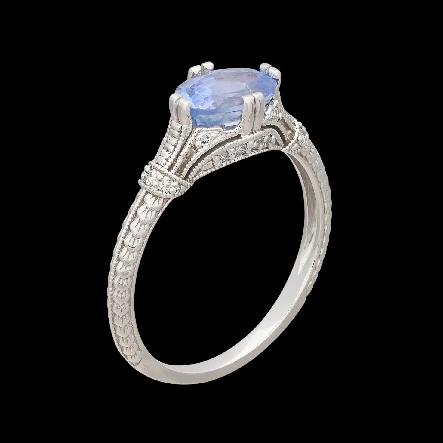 White Gold Ceylon Sapphire & Diamond Ring