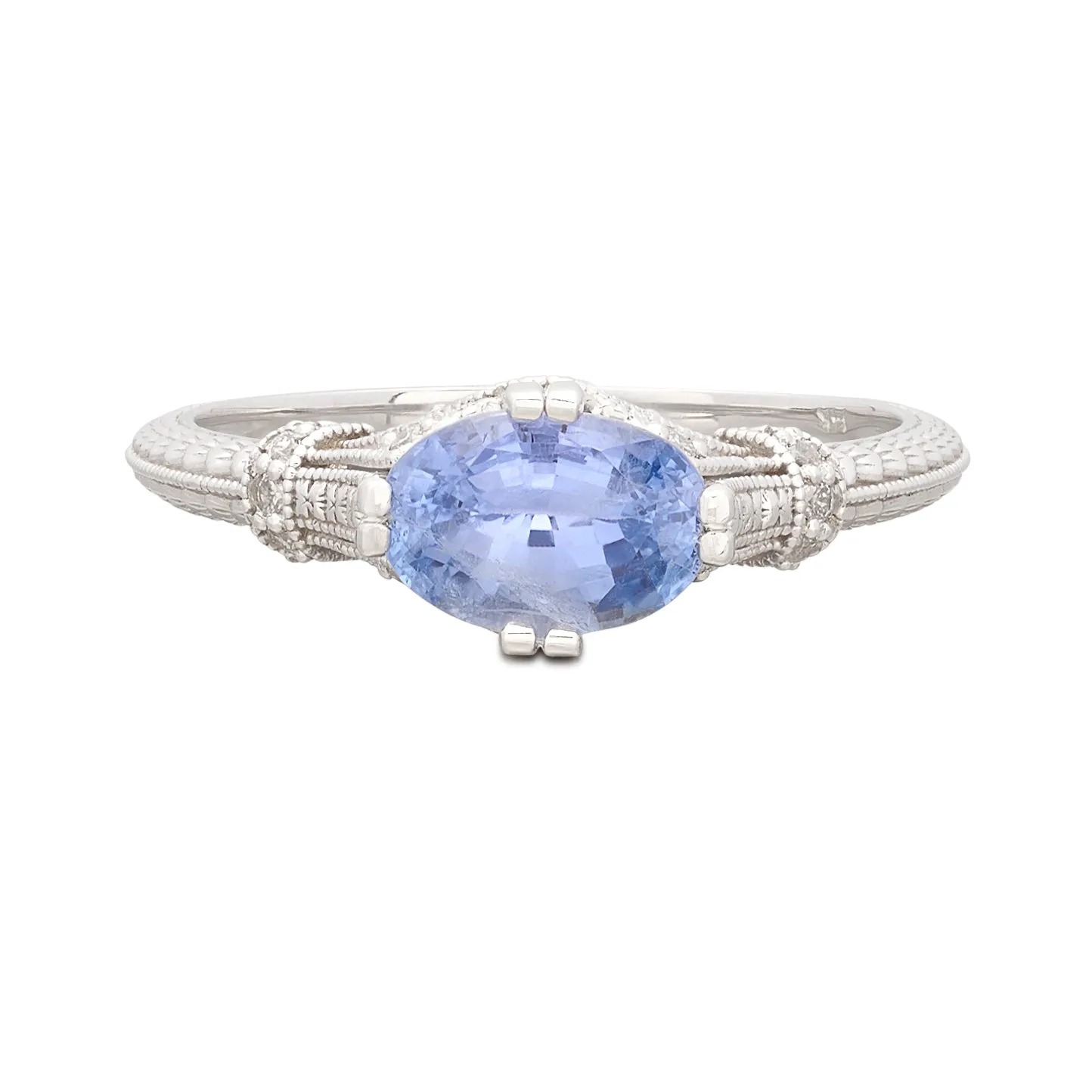 White Gold Ceylon Sapphire & Diamond Ring