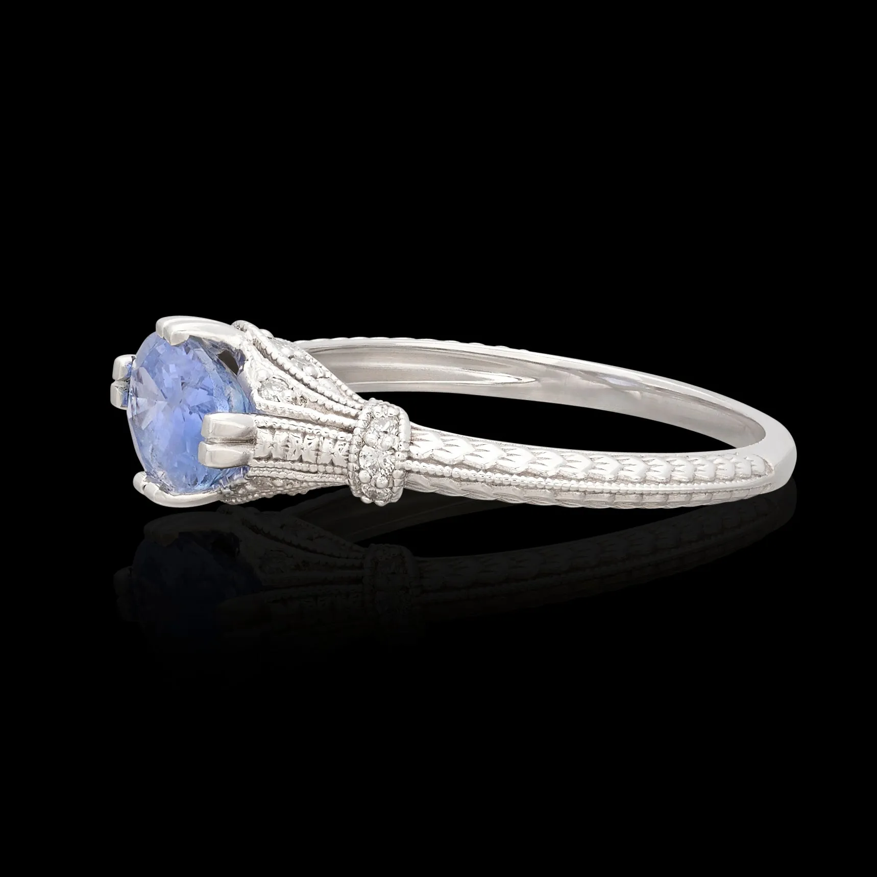 White Gold Ceylon Sapphire & Diamond Ring