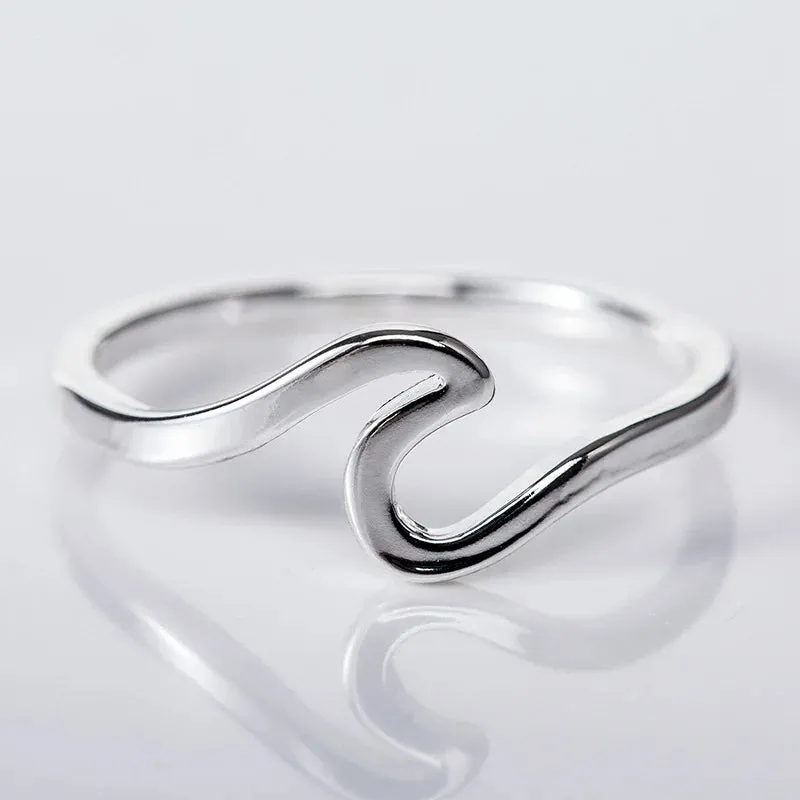 Women's Stainless Simple Steel Wave Ring