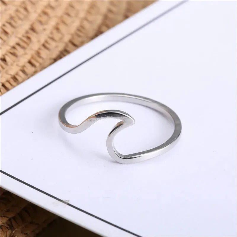 Women's Stainless Simple Steel Wave Ring