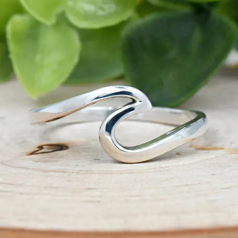 Women's Stainless Simple Steel Wave Ring