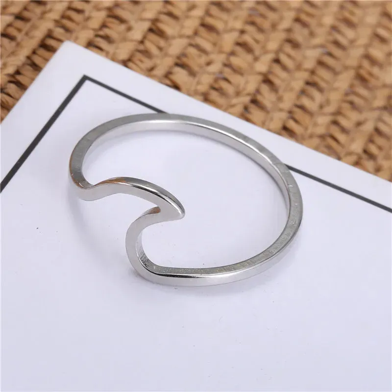 Women's Stainless Simple Steel Wave Ring