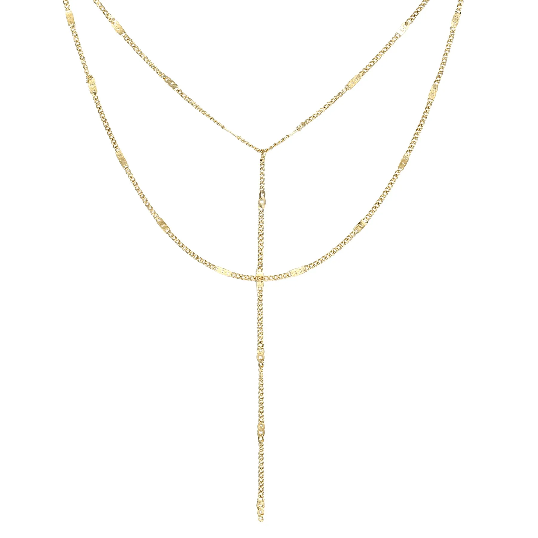 Y Layered Necklace Gold