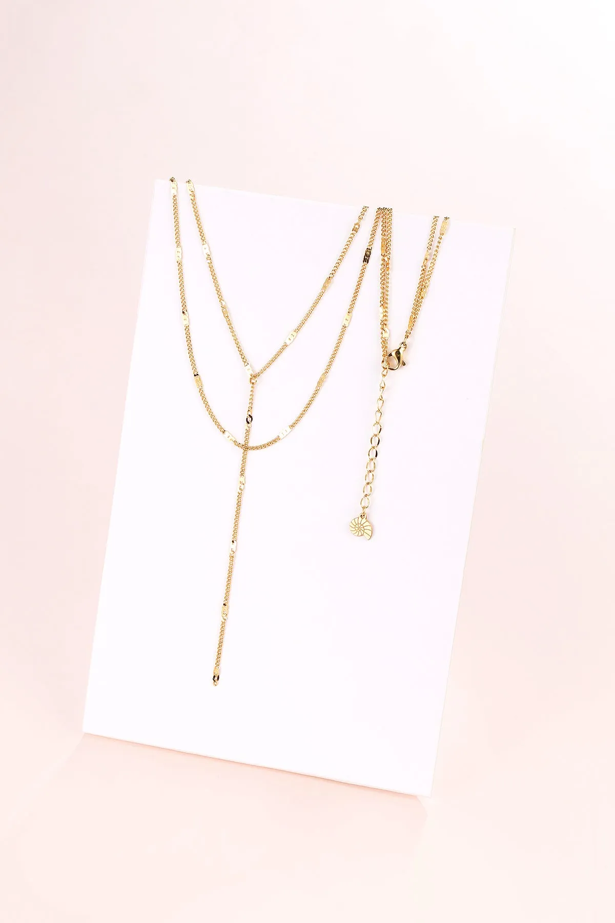 Y Layered Necklace Gold